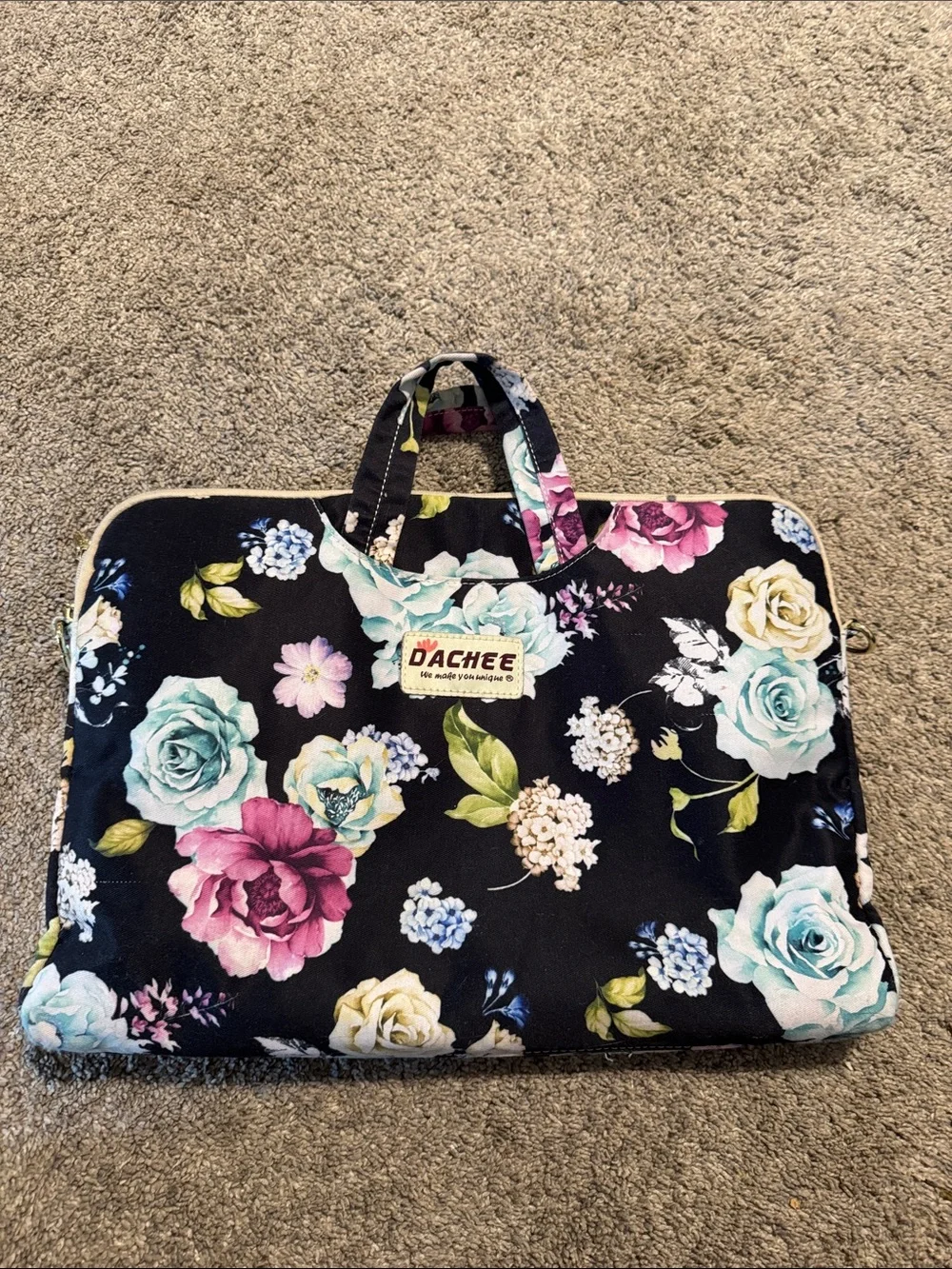 Black Floral Laptop Bag for Women